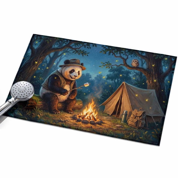 2x3ft Area Rug,Camping Bonfire Panda Washable Large Rugs Soft Non-Slip Floor Rug Nighttime Firefly Owl Non-Shedding Indoor Carpets for Living Room Bedroom Home Office Nursery