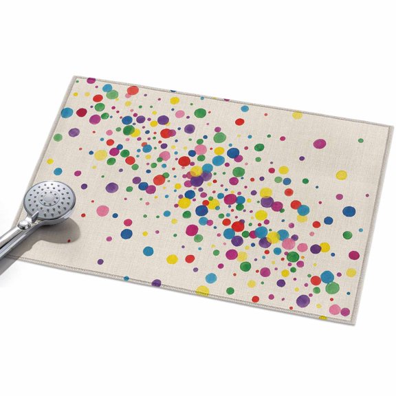 2x3ft Area Rug,Colorful Dot Polka on Burlap Linen Washable Large Rugs Soft Non-Slip Floor Rug Watercolor Dots Non-Shedding Indoor Carpets for Living Room Bedroom Home Office Nursery