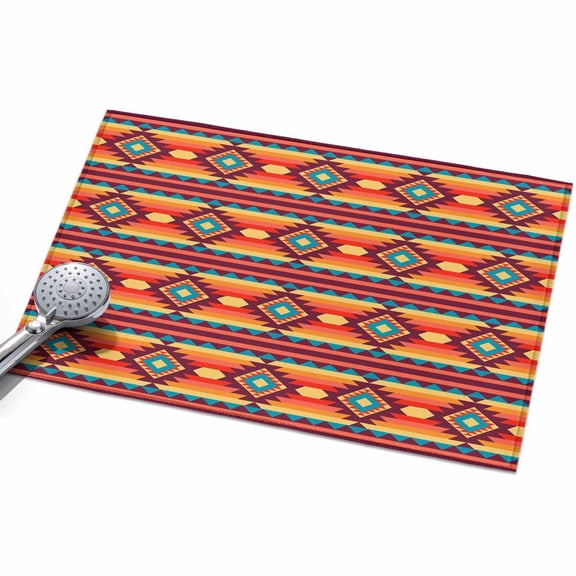 2x3ft Area Rug,Ethnic Tribal Texture Orange Teal Washable Large Rugs Soft Non-Slip Floor Rug Native Geometric Art Non-Shedding Indoor Carpets for Living Room Bedroom Home Office Nursery