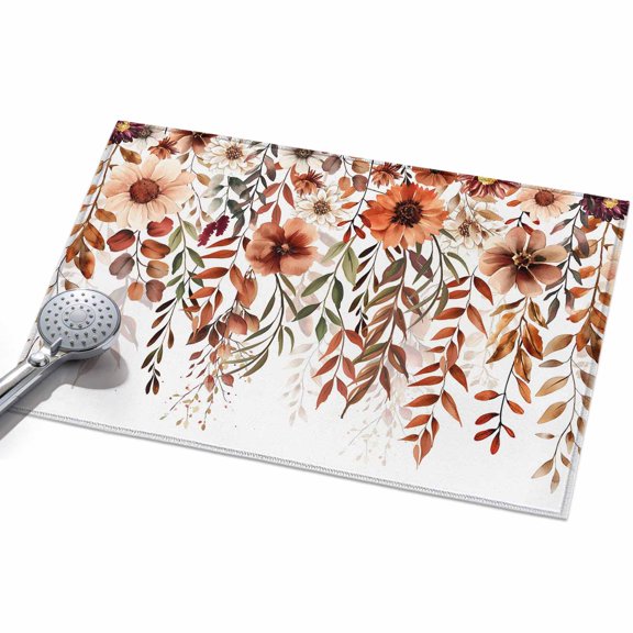 2x3ft Area Rug,Fall Flower Leaf Washable Large Rugs Soft Non-Slip Floor Rug Rustic Farmhouse Floral Leaves Non-Shedding Indoor Carpets for Living Room Bedroom Home Office Nursery