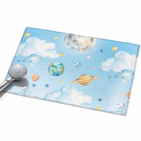 2x3ft Area Rug,Fantasy Universe Planet Cloud Washable Large Rugs Soft Non-Slip Floor Rug Blue and Yellow Stars Non-Shedding Indoor Carpets for Living Room Bedroom Home Office Nursery