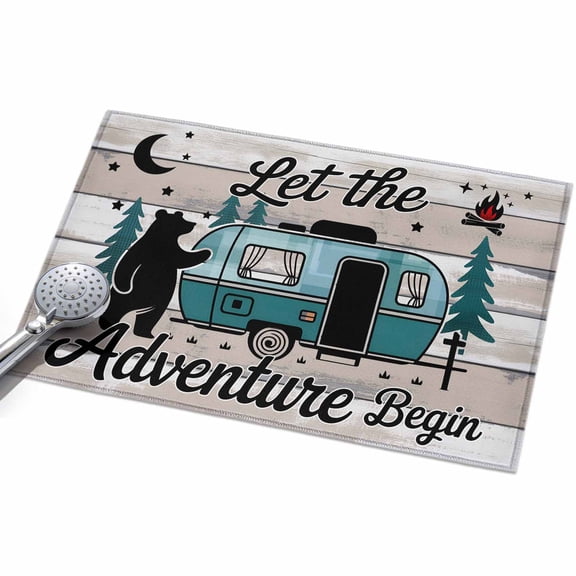 2x3ft Area Rug,Farmhouse Bear Camper Van Tree Washable Large Rugs Soft Non-Slip Floor Rug Vintage Wood Grain Non-Shedding Indoor Carpets for Living Room Bedroom Home Office Nursery