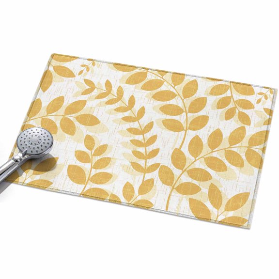 2x3ft Area Rug,Farmhouse Yellow Leaf Linen Texture Washable Large Rugs Soft Non-Slip Floor Rug Rustic Botanical Non-Shedding Indoor Carpets for Living Room Bedroom Home Office Nursery