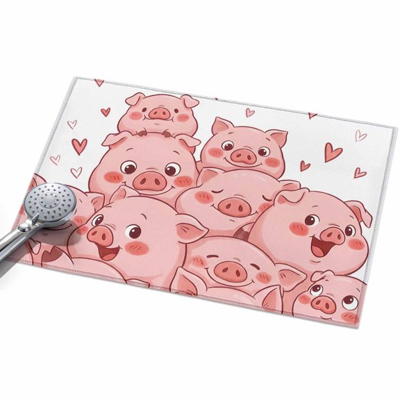 2x3ft Area Rug,Funny Cute Pink Pig Hearts Washable Large Rugs Soft Non-Slip Floor Rug Cartoon Animals Non-Shedding Indoor Carpets for Living Room Bedroom Home Office Nursery