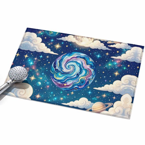 2x3ft Area Rug,Galaxy Earth Stars Moon Planets Washable Large Rugs Soft Non-Slip Floor Rug Dream Sky Cloud Non-Shedding Indoor Carpets for Living Room Bedroom Home Office Nursery