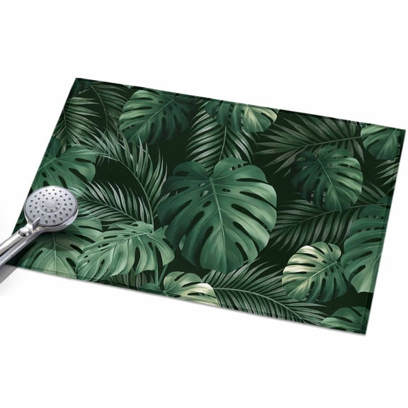 2x3ft Area Rug,Jungle Rainforest Botanical Leaves Washable Large Rugs Soft Non-Slip Floor Rug Green Foliage on Black Non-Shedding Indoor Carpets for Living Room Bedroom Home Office Nursery