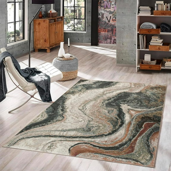 2x3ft Area Rug Khaki Dark Green Abstract Print Floor Rug Entry Rug Non-Slip Washable Indoor Door Mat Silk Velvet Carpet For Bedroom Kitchen Entryway Laundry Living Home Decor - 22