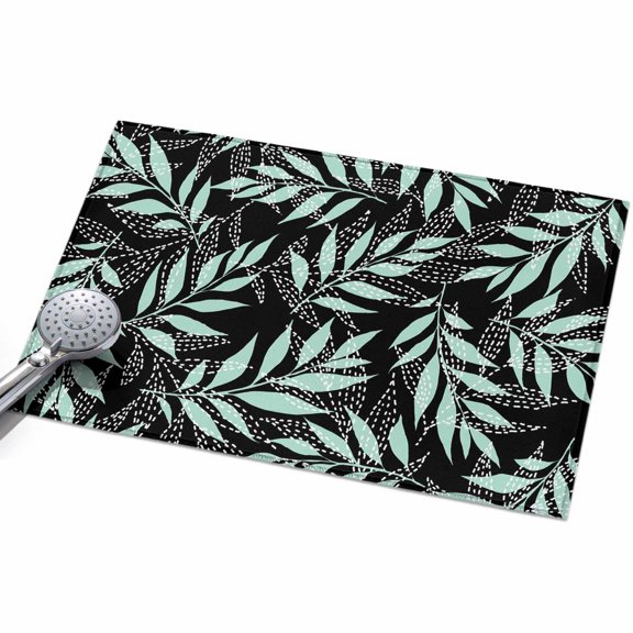 2x3ft Area Rug,Leaf Silhouettes on Black Washable Large Rugs Soft Non-Slip Floor Rug Minimalist Leaves Pattern Non-Shedding Indoor Carpets for Living Room Bedroom Home Office Nursery