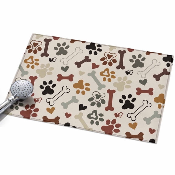 2x3ft Area Rug,Love Bone Dog Paw Print Washable Large Rugs Soft Non-Slip Floor Rug Animal Footprints Seamless Non-Shedding Indoor Carpets for Living Room Bedroom Home Office Nursery