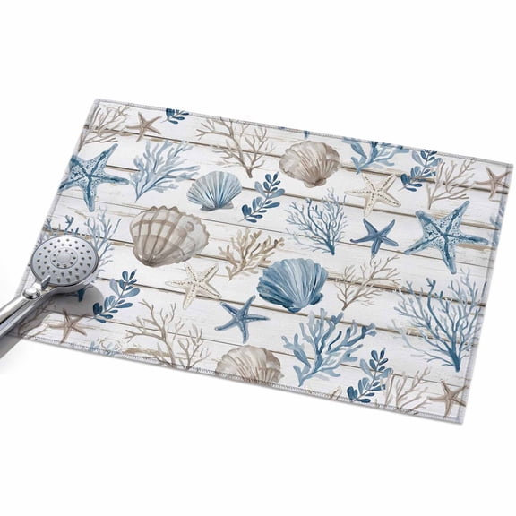 2x3ft Area Rug,Marine Life Ocean Shell Coral Starfish Washable Large Rugs Soft Non-Slip Floor Rug Vintage Wooden Plank Non-Shedding Indoor Carpets for Living Room Bedroom Home Office Nursery