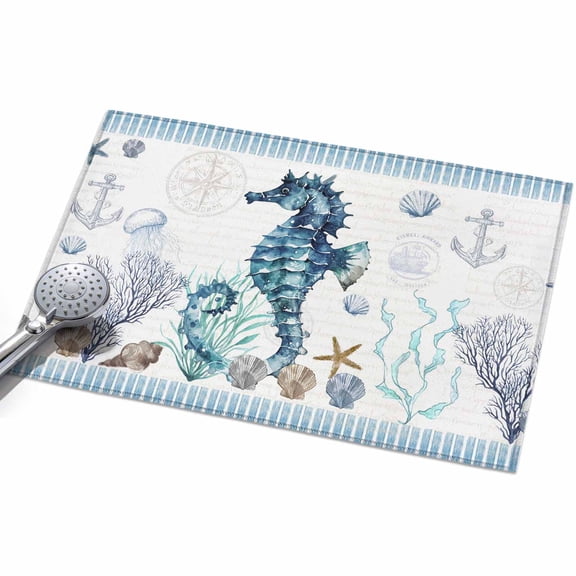 2x3ft Area Rug,Marine Seahorse Starfish Coral Shell Washable Large Rugs Soft Non-Slip Floor Rug Watercolor Ocean Life Non-Shedding Indoor Carpets for Living Room Bedroom Home Office Nursery