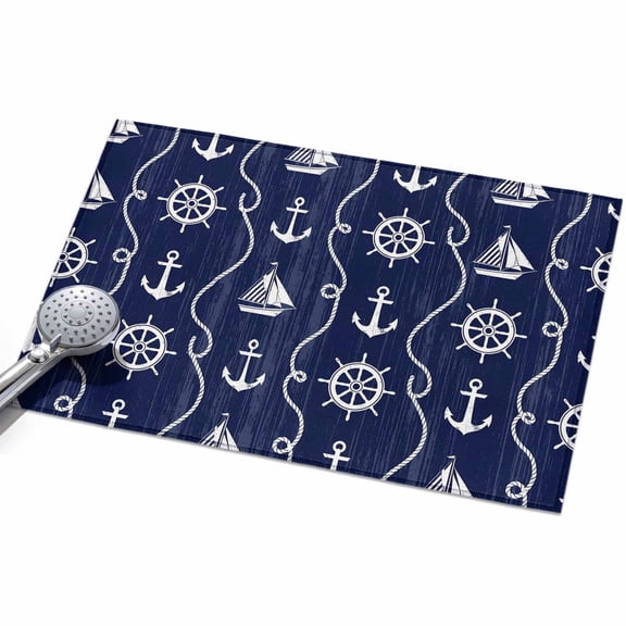2x3ft Area Rug,Nautical Anchor Sailboat Washable Large Rugs Soft Non-Slip Floor Rug Deep Navy Blue Background Non-Shedding Indoor Carpets for Living Room Bedroom Home Office Nursery