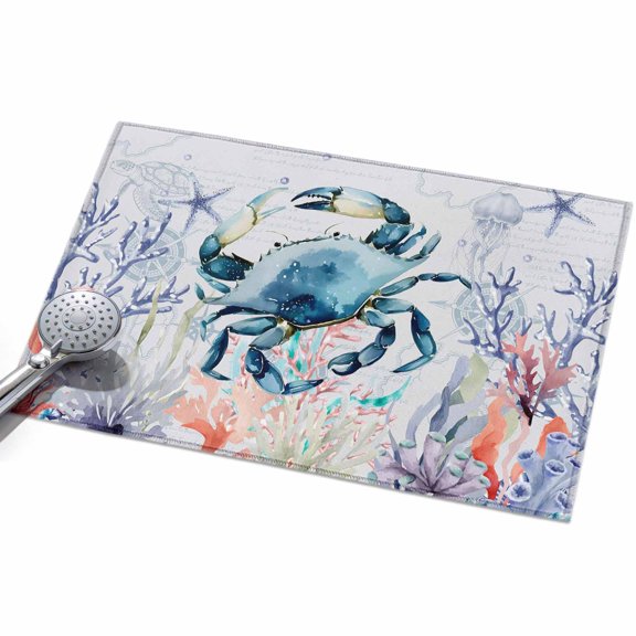 2x3ft Area Rug,Ocean Crab Coral Seaweed Starfish Washable Large Rugs Soft Non-Slip Floor Rug Marine Life Turtle Compass Non-Shedding Indoor Carpets for Living Room Bedroom Home Office Nursery
