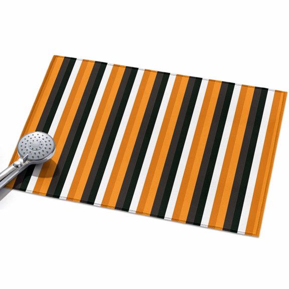 2x3ft Area Rug,Orange Stripes Happy Halloween Washable Large Rugs Soft Non-Slip Floor Rug Fall Theme Black Lines Non-Shedding Indoor Carpets for Living Room Bedroom Home Office Nursery
