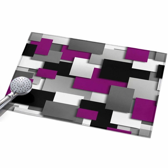 2x3ft Area Rug,Purple Gray Black Grid Lattice Washable Large Rugs Soft Non-Slip Floor Rug Geometric Square Texture Non-Shedding Indoor Carpets for Living Room Bedroom Home Office Nursery
