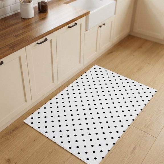 2x3ft Area Rug,Rectangle Area Rugs,Black Polka Dot on White Washable Low Pile Rug Non-Slip Indoor Carpet Modern Minimalist Dotted Floor Rugs for Bedroom Living Room Kitchen Decor