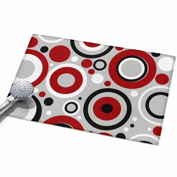 2x3ft Area Rug,Red White Black Circle on Gray Washable Large Rugs Soft Non-Slip Floor Rug Modern Geometric Art Non-Shedding Indoor Carpets for Living Room Bedroom Home Office Nursery