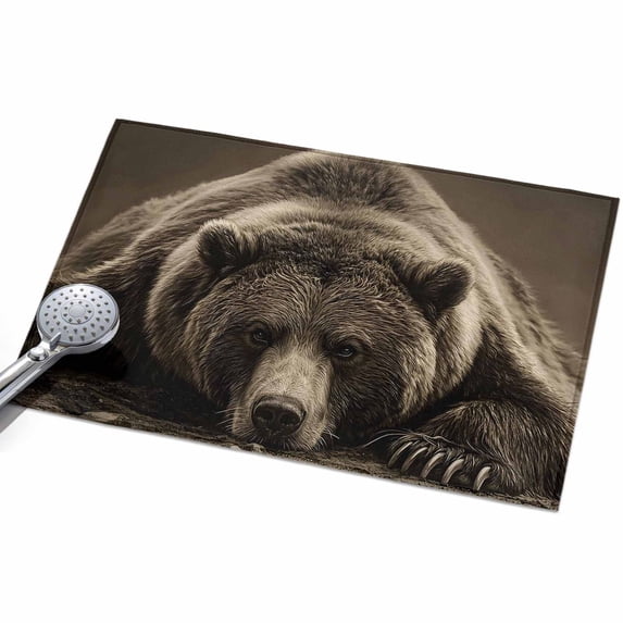 2x3ft Area Rug,Rustic Brown Grizzly Bear Washable Large Rugs Soft Non ...