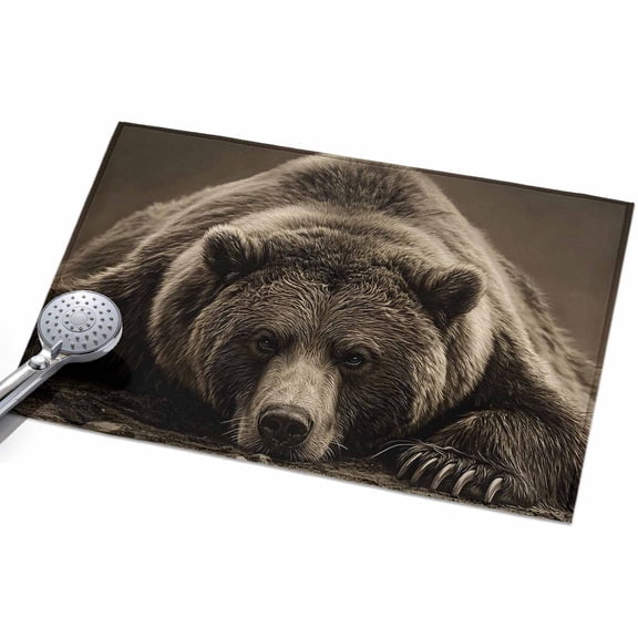 2x3ft Area Rug,Rustic Brown Grizzly Bear Washable Large Rugs Soft Non-Slip Floor Rug Abstract Forest Wildlife Animal Non-Shedding Indoor Carpets for Living Room Bedroom Home Office Nursery