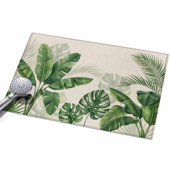 2x3ft Area Rug,Rustic Monstera Palm Leaf Washable Large Rugs Soft Non-Slip Floor Rug Summer Tropical Leaves Retro Linen Non-Shedding Indoor Carpets for Living Room Bedroom Home Office Nursery