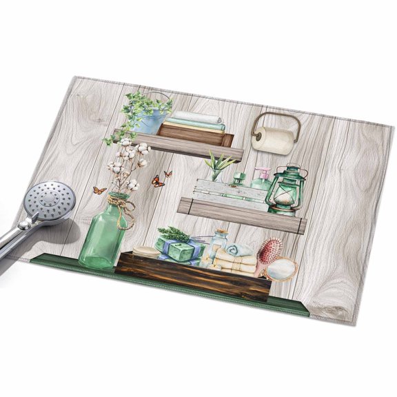 2x3ft Area Rug,Rustic Wooden Lavatory Leaves Washable Large Rugs Soft Non-Slip Floor Rug Vintage Bottle Leaf Non-Shedding Indoor Carpets for Living Room Bedroom Home Office Nursery