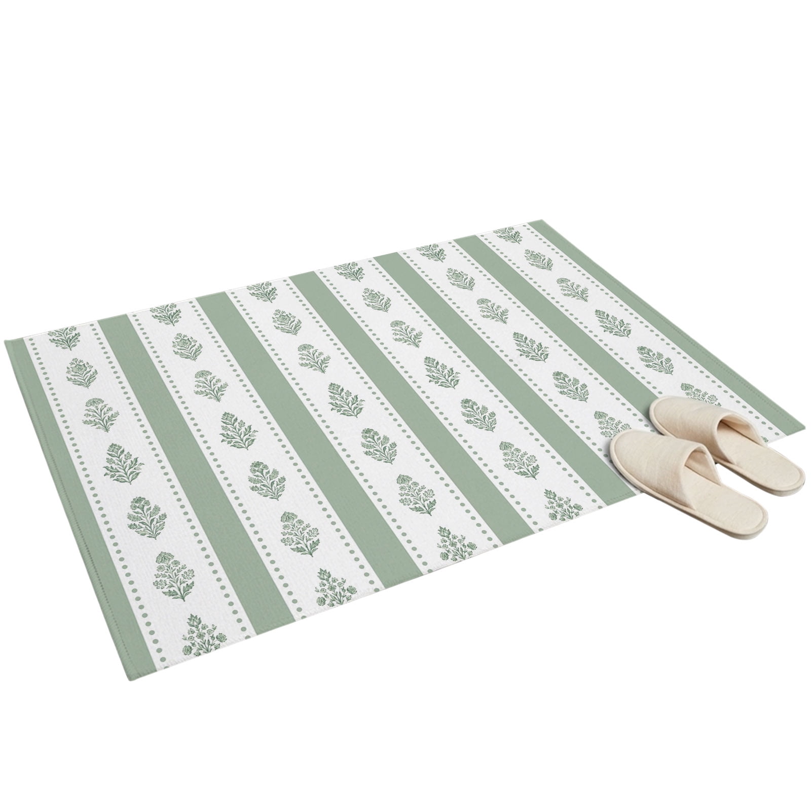 Large Soft Rug 2x3ft Area Rug,Sage Green Flower Stripe Washable Large Rugs Soft Non ...
