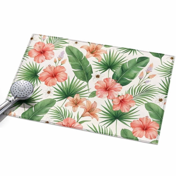 2x3ft Area Rug,Summer Blossom Hibiscus Leaf Washable Large Rugs Soft Non-Slip Floor Rug Country Floral Green Leaves Non-Shedding Indoor Carpets for Living Room Bedroom Home Office Nursery