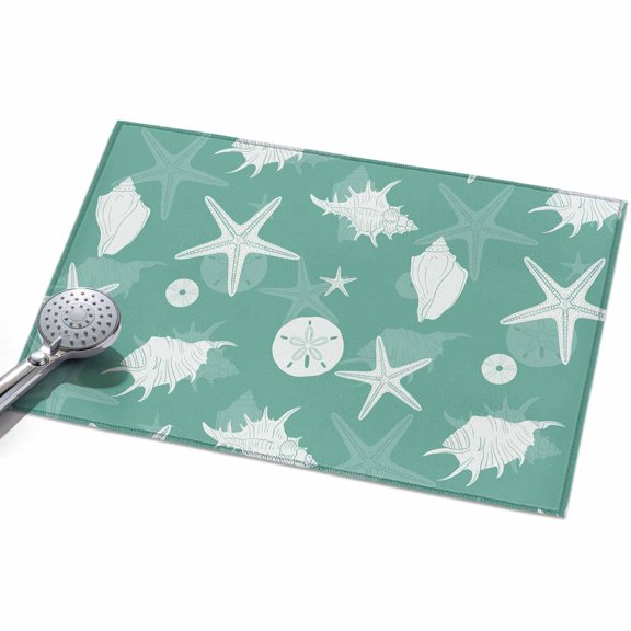 2x3ft Area Rug,Summer Sea Starfish Conch Washable Large Rugs Soft Non-Slip Floor Rug Marine Life on Green Background Non-Shedding Indoor Carpets for Living Room Bedroom Home Office Nursery