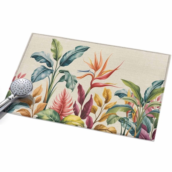 2x3ft Area Rug,Tropical Banana Palm Leaves Washable Large Rugs Soft Non-Slip Floor Rug Boho Colorful Leaf on Linen Non-Shedding Indoor Carpets for Living Room Bedroom Home Office Nursery