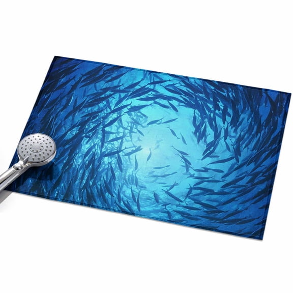 2x3ft Area Rug,Underwater Blue School of Fish Washable Large Rugs Soft Non-Slip Floor Rug Turquoise Marine Life Non-Shedding Indoor Carpets for Living Room Bedroom Home Office Nursery