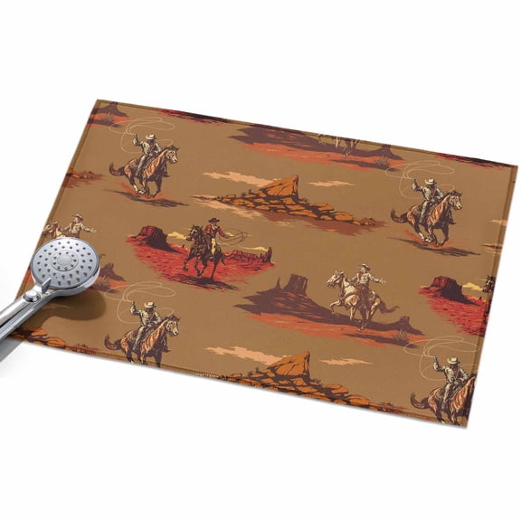 2x3ft Area Rug,Vintage Ethnic Cowboy Horse Washable Large Rugs Soft Non-Slip Floor Rug Western Desert Theme Non-Shedding Indoor Carpets for Living Room Bedroom Home Office Nursery