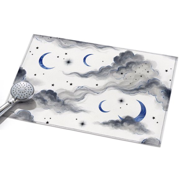 2x3ft Area Rug,Watercolor Blue Moons Gray Cloud Washable Large Rugs Soft Non-Slip Floor Rug Shining Star Bright Sky Non-Shedding Indoor Carpets for Living Room Bedroom Home Office Nursery