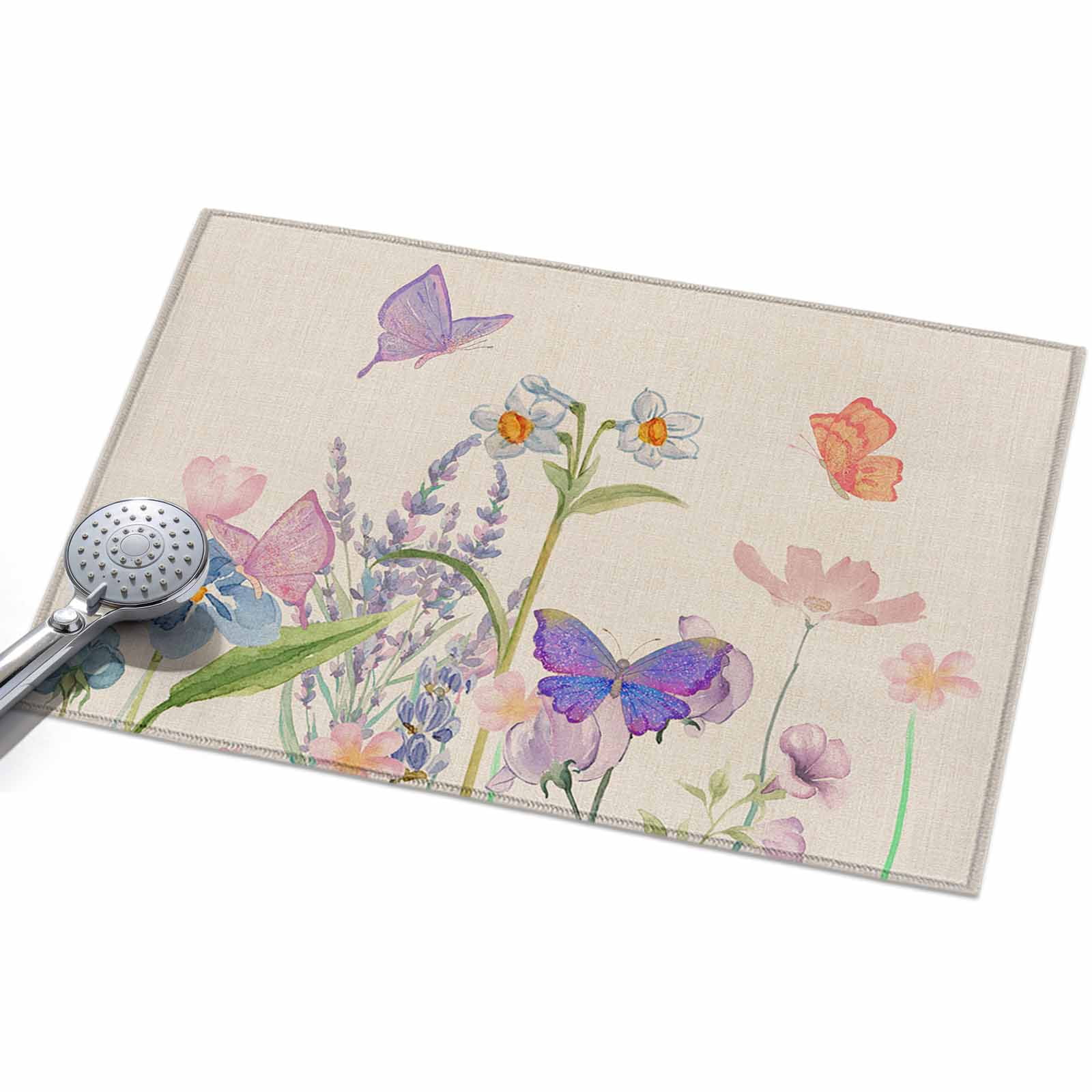 2x3ft Area Rug,Watercolor Rustic Butterfly Retro Blossoms Floral Large ...