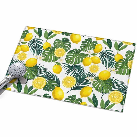 2x3ft Area Rug,Yellow Lemon Green Monstera Washable Large Rugs Soft Non-Slip Floor Rug Summer Fruit Leaf Flower Non-Shedding Indoor Carpets for Living Room Bedroom Home Office Nursery