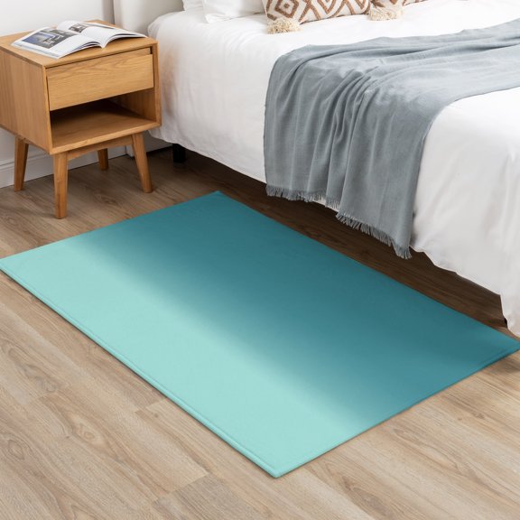 2x3ft Rectangle Area Rug Teal Gradient Watercolor Soft Non-Slip Bedside Rug Washable Cushioned Carpet Turquoise Shadow Low Pile Floor Mat for Living Room Dining Room