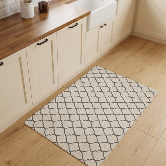 2x3ft Rectangle Rug,Country Morocco Tile Geometric Pattern Washable Area Rugs Non-Slip Accent Rug Vintage Brown Gray Soft Circle Carpet for Living Room Bedroom Home Office Decor