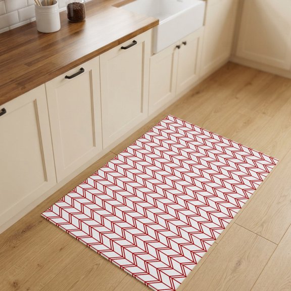 2x3ft Rectangle Rug,Minimalist Red Herringbone Texture Washable Area Rugs Non-Slip Accent Rug Modern Geometric Stripe Soft Circle Carpet for Living Room Bedroom Home Office Decor