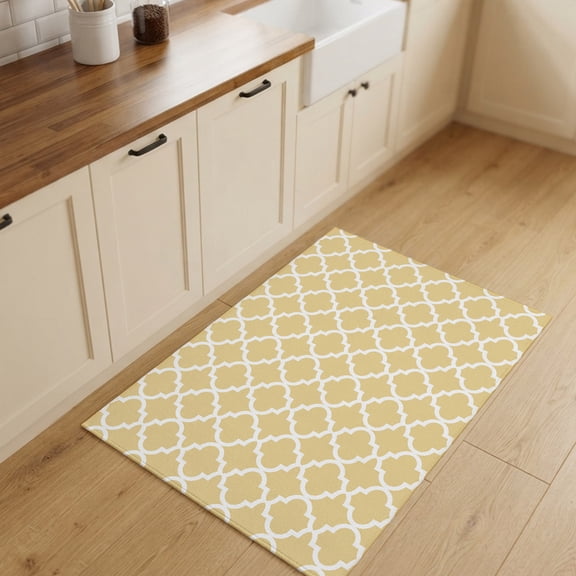 2x3ft Rectangle Rug,Minimalist Yellow Morocco Pattern Washable Area Rugs Non-Slip Accent Rug Abstract Geometric Seamless Soft Circle Carpet for Living Room Bedroom Home Office Decor