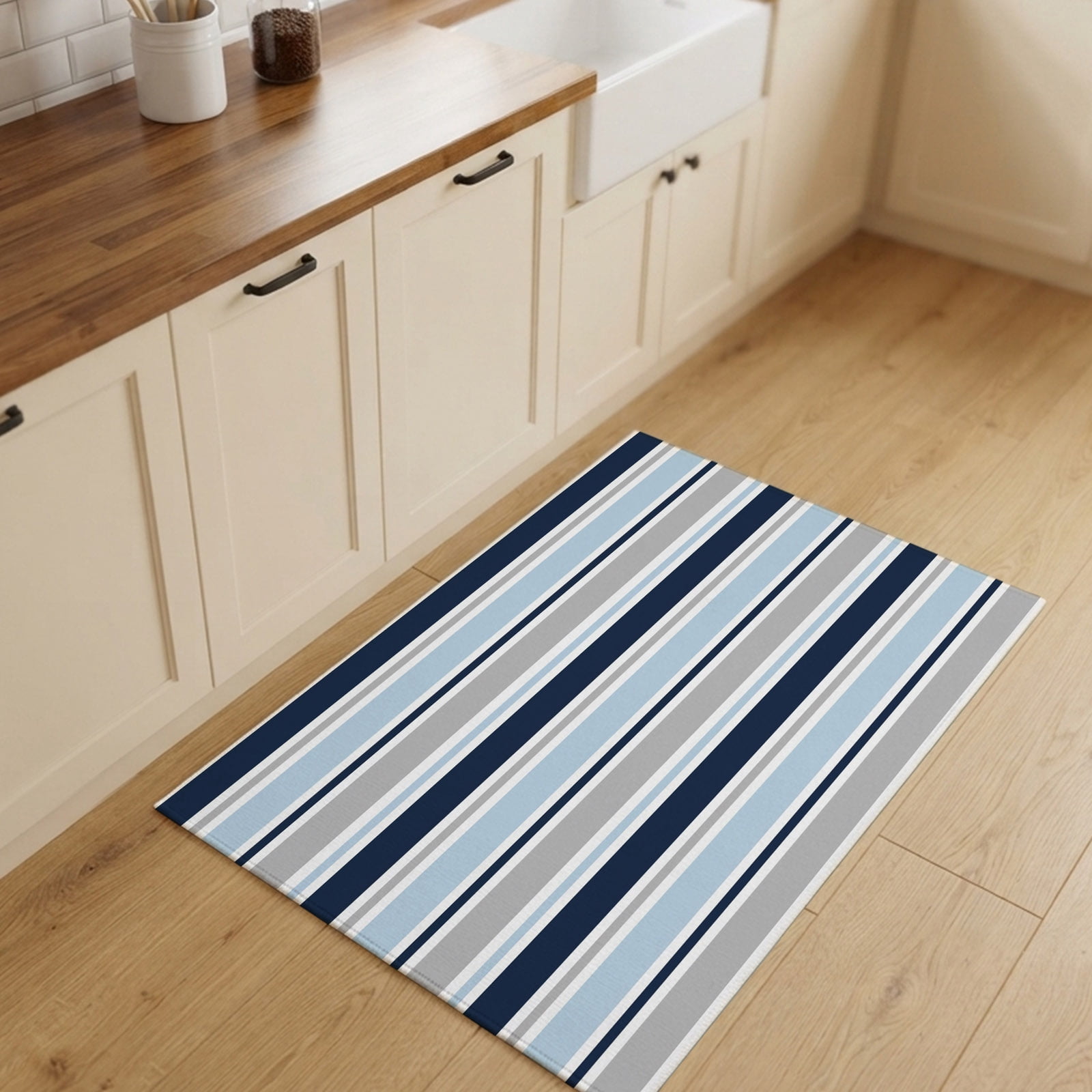 Horizontal Line Rug 2x3ft Rectangle Rug,Navy Blue Gray Geometric Line Washable Area Rugs ...
