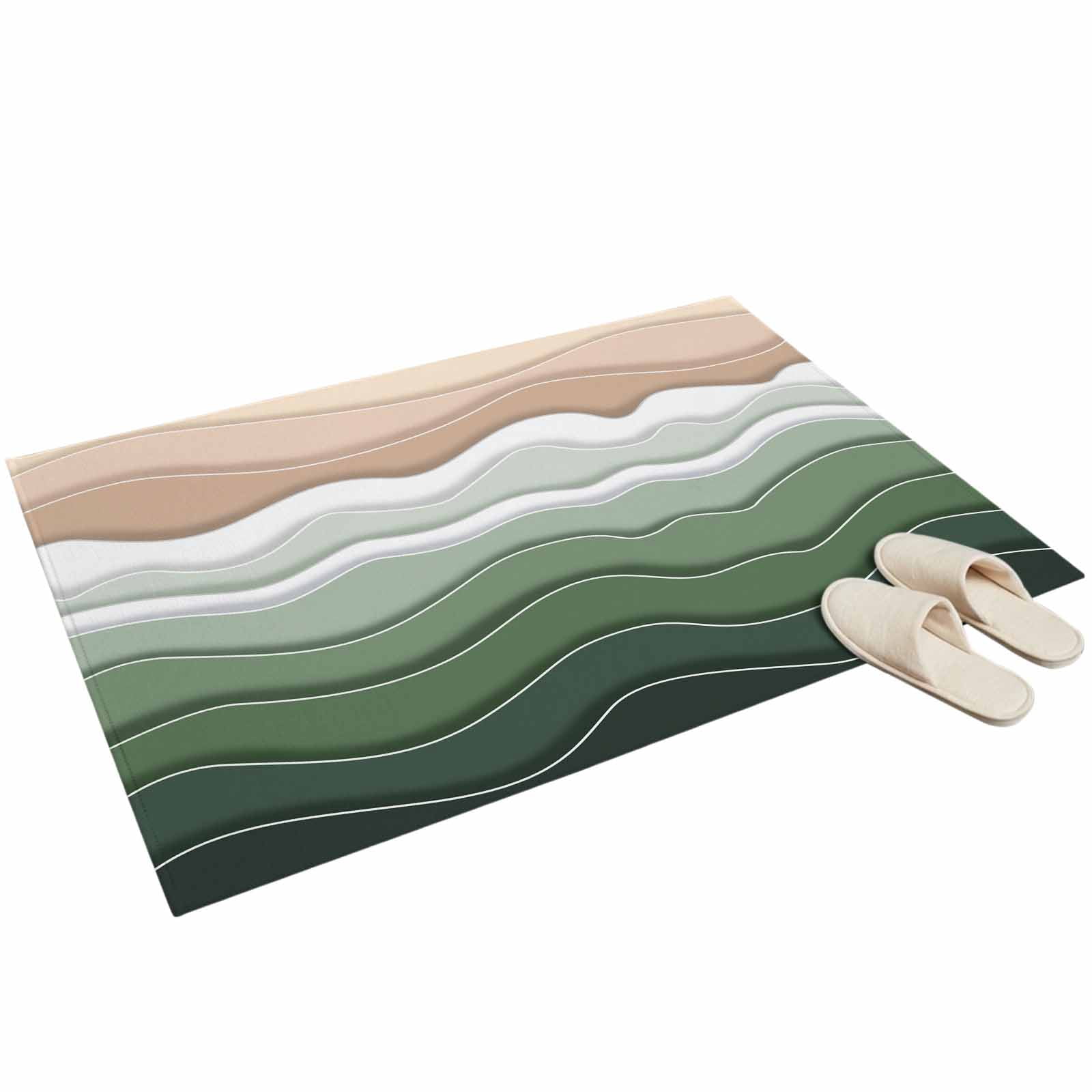 2x3ft Rectangle Rug,Sage Green Gradient Water Ripples Washable Area ...