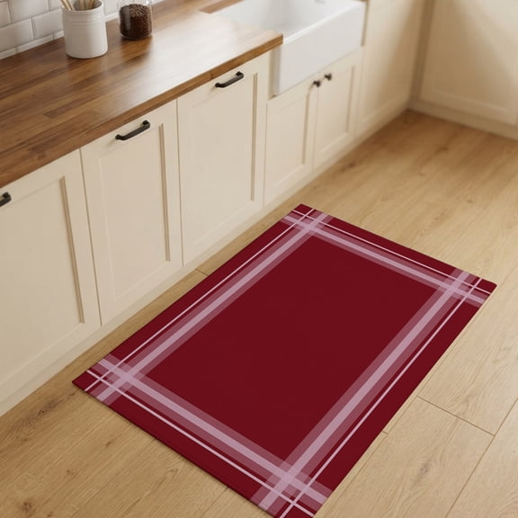 2x3ft Rectangle Rug,Wine Red and White Plaid Washable Area Rugs Non-Slip Accent Rug Traditional Lattice Pattern Soft Circle Carpet for Living Room Bedroom Home Office Decor