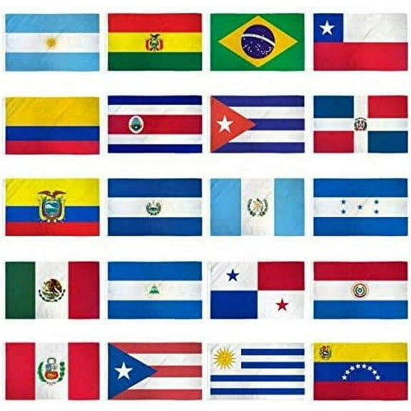 (2x3ft) Set of 20 Latin American Flags-(FI)