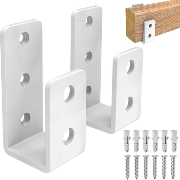 2x4 Door Barricade Brackets, Grade U-Shaped Security Brackets for Wood, Sheds, Gates & Basement Doors (2x4 Lumber Lock) 3mm White
