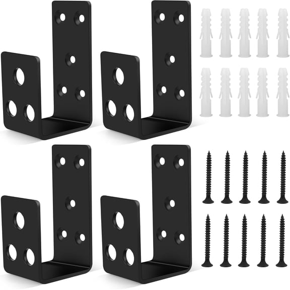 2x4 Door Barricade Brackets, Heavy Duty Door Barricade Security Bar U Bracket for Home, Garage, Barn, Shed, Garage, Gate Security (4)