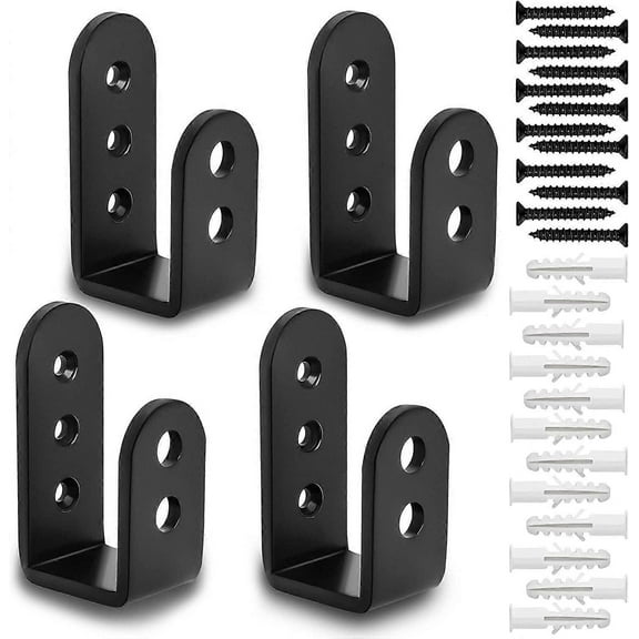 2x4 Door Barricade Brackets, U Bracket for Open Bar for Reinforced Door Latches, Heavy Duty Security Bracket for Home, Barn, Shed, Garage, Door by (4