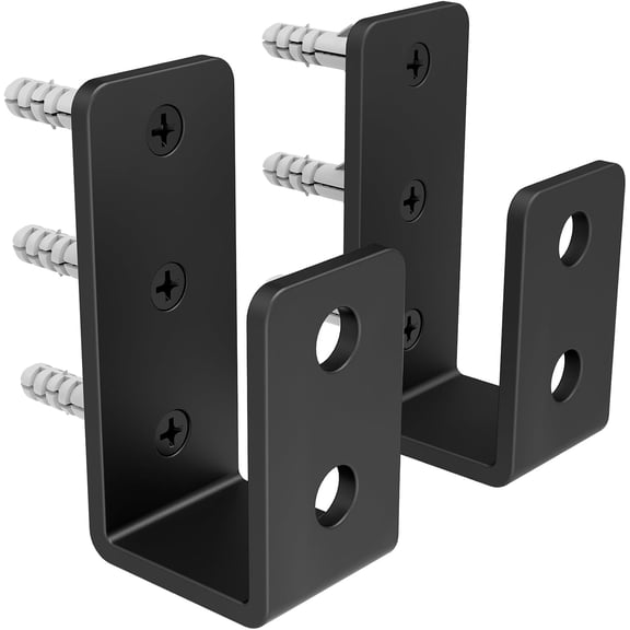 2x4 Door Barricade Brackets for Wood, U-Shaped Security Brackets for Door Reinforcement, Industrial Metal U Bracket for Shed, Gate & Basement Hardware (2x4 Lumber Lock) 3mm Black