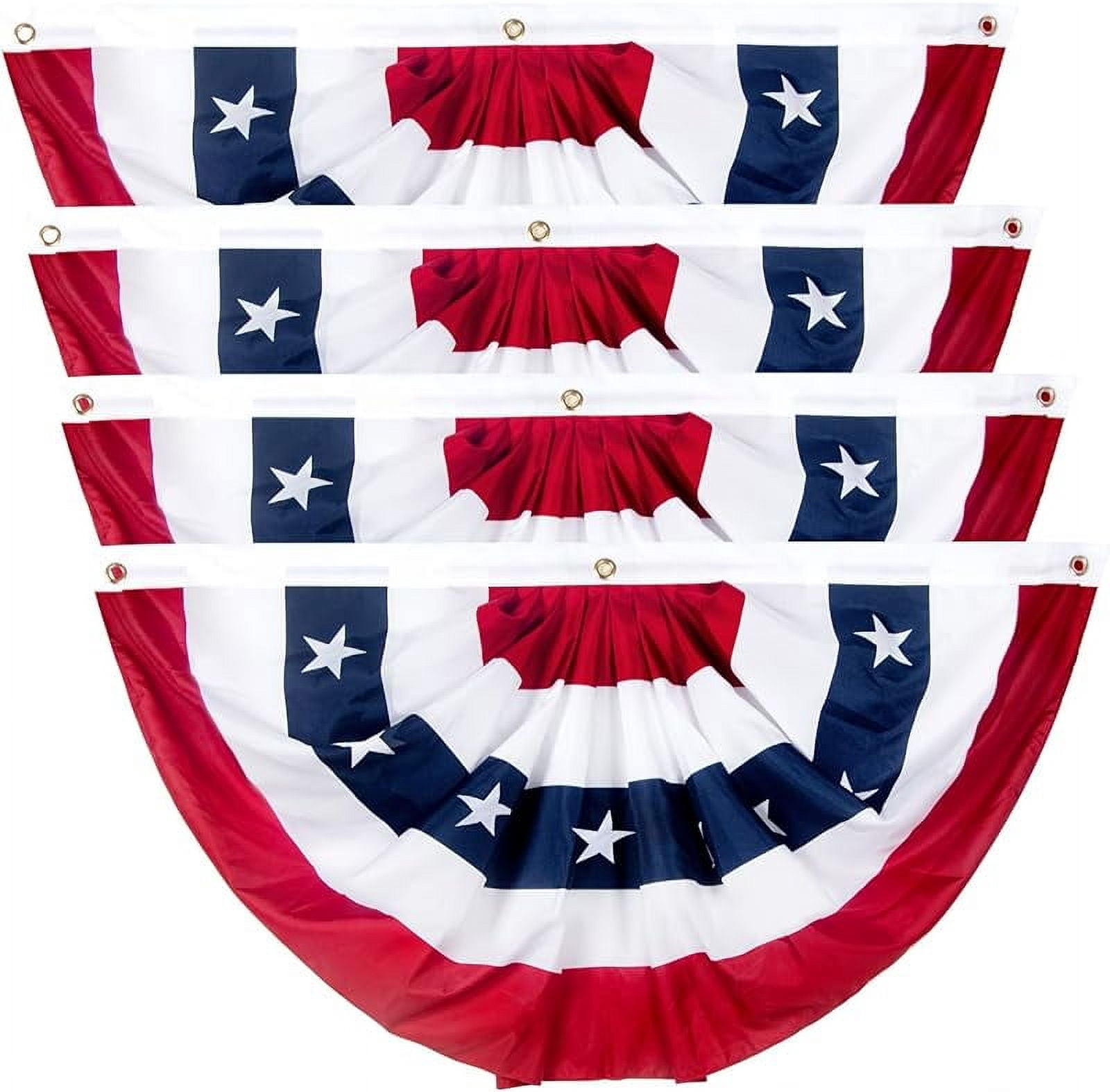 2x4 Ft American Pleated Fan Flag, Patriotic Half Fan Bunting Flag, Indoor Outdoor for 4th of July Decoration Memorial Day (Set of 5)