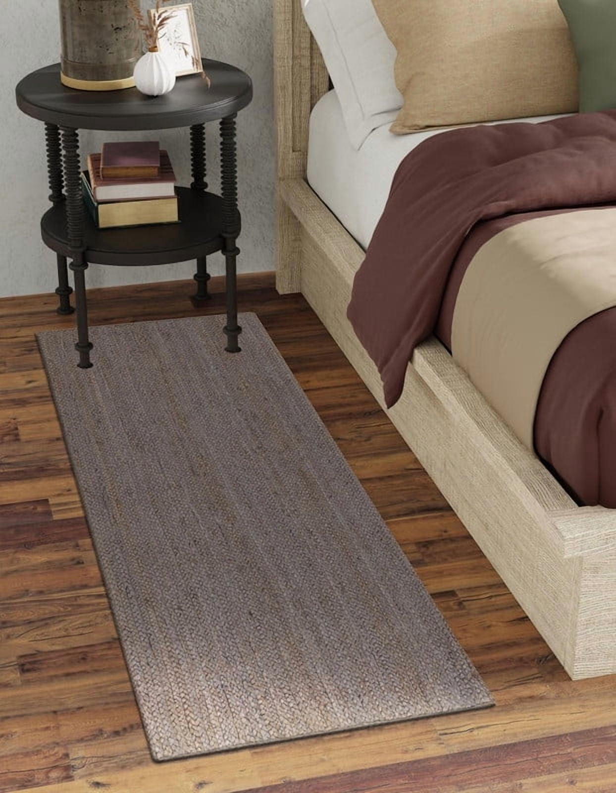 2x4 Ft Gray Jute Area Rug, Hand-Woven, Reversible, Farmhouse Boho Style ...