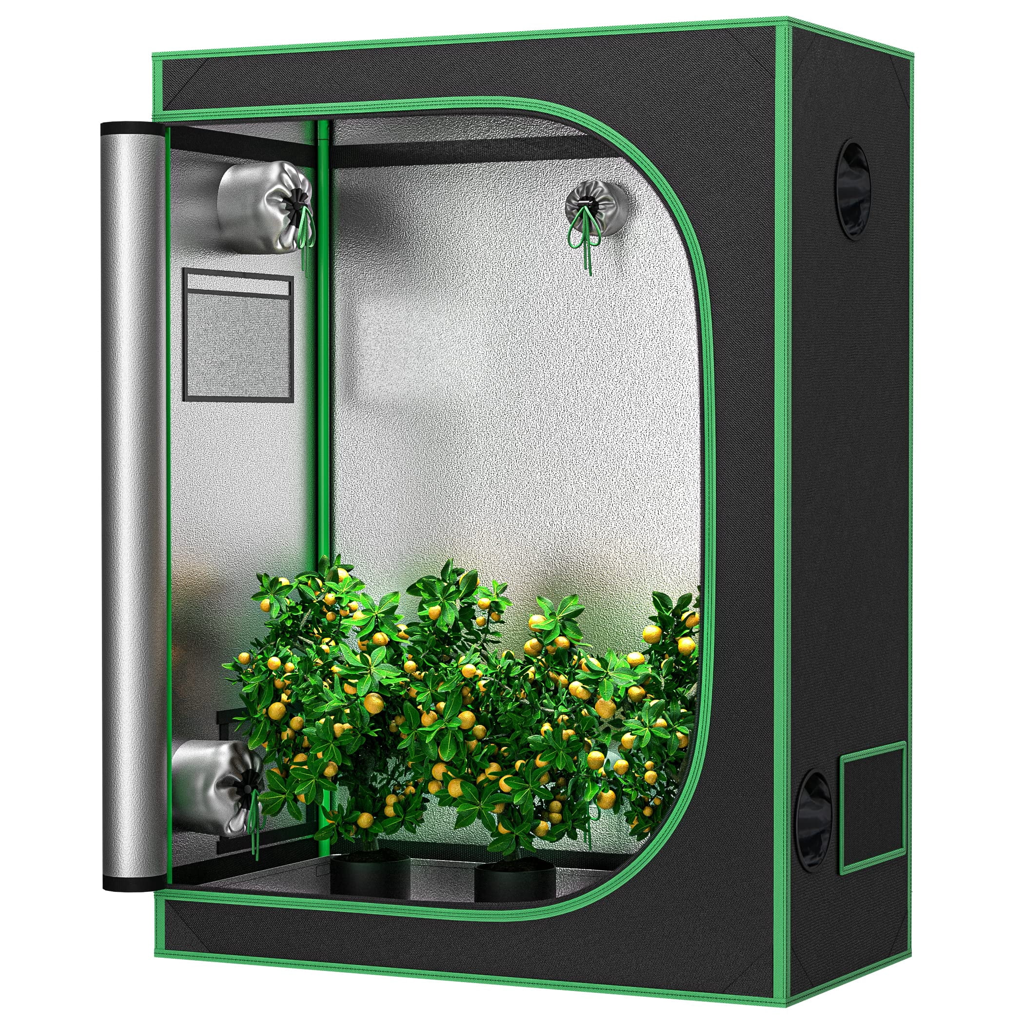 2x4 Grow Tent with Observation Window Floor Tray, 600D Reflective Mylar ...