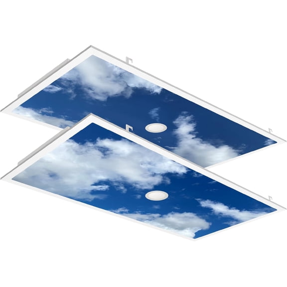 2x4 LED Flat Panel Light, 4824 Inch, Drop Ceiling Fixture, 4" Downlight, Cloud Design, Skylight, 30W-72W, 9200 LM, 5 CCT, 3000K-6500K, 0-10V Dimmable, 120-277V, ETL Listed
